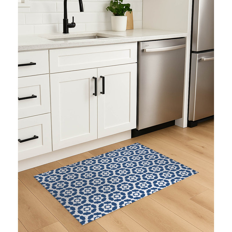 Tapis de cuisine Cleo, Bleu, Rectangle 4pi x 6 pi