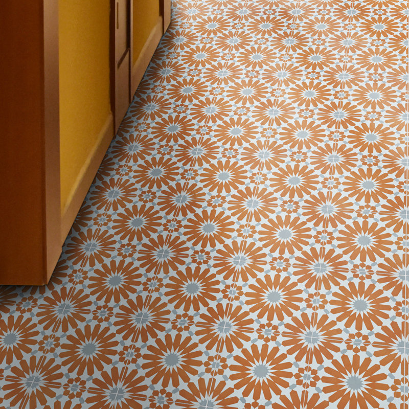 Alhambra 8" x 8" Cement Singular Wall and Floor Tile, Orange