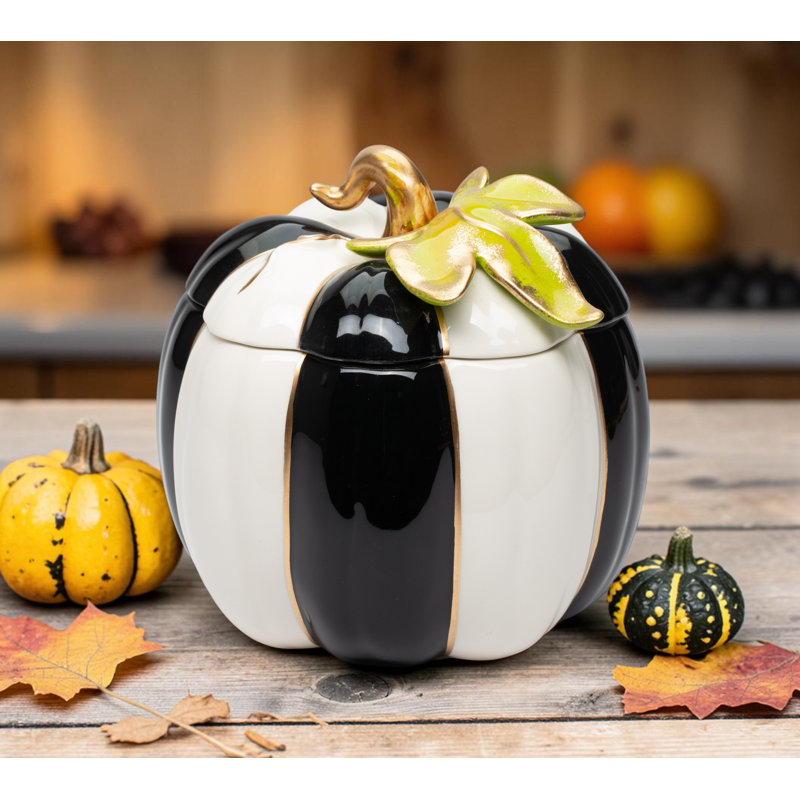 Boîte à bonbon citrouille noire et blanche