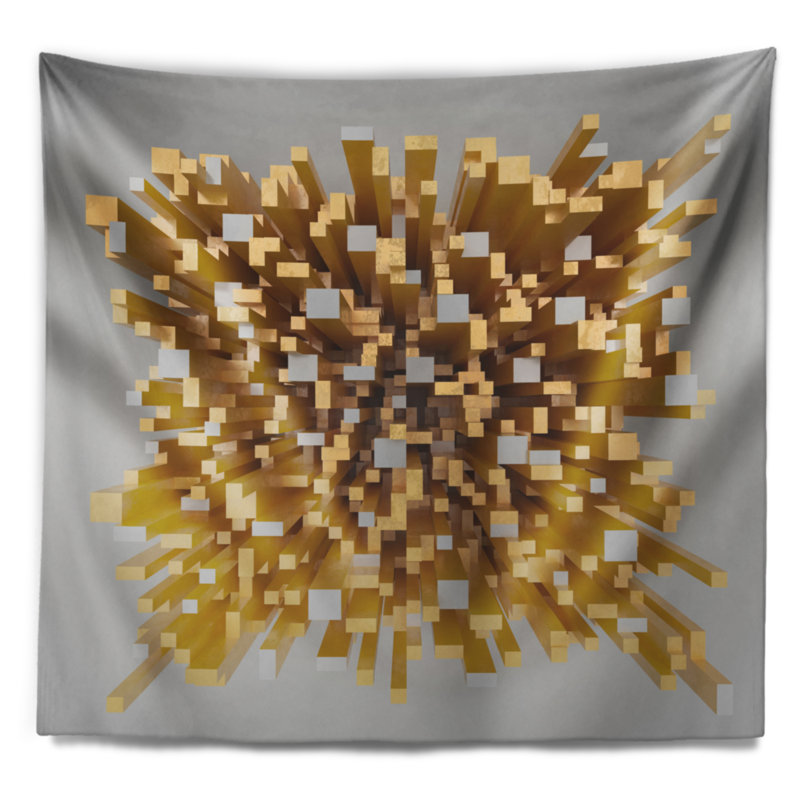 Tapisserie de conception abstract golden fragments 3d, H 50 po x l 60 po
