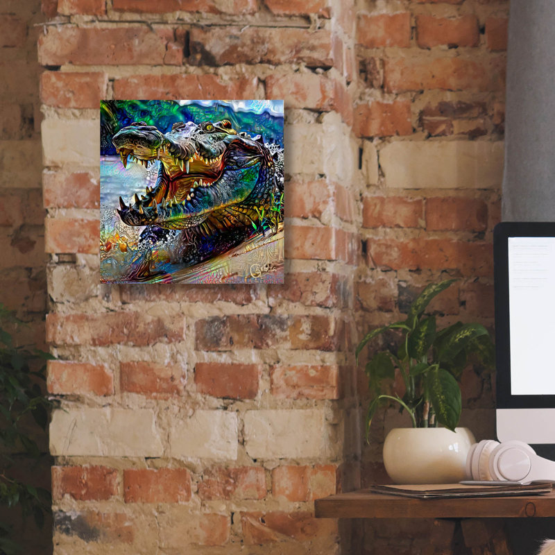  «Crocodile» par Pedro Gavidia, art mural sur toile, 12 po x 12 po, H 12 po x l 12 po