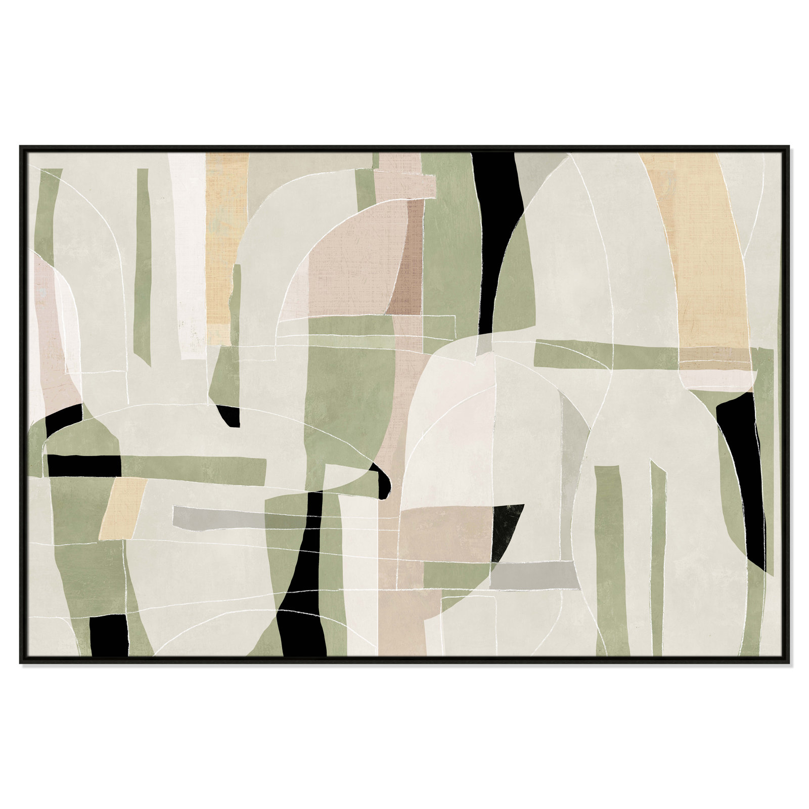 Sunny Barcelona - Floater Frame Canvas, 61.5" W x 41.5" H, Espresso