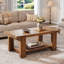 Table basse en bois massif de 47,2 po avec tablette de rangement, table de salon rustique