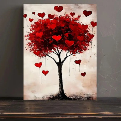 Impression romantique sur toile romantique, cœur rouge