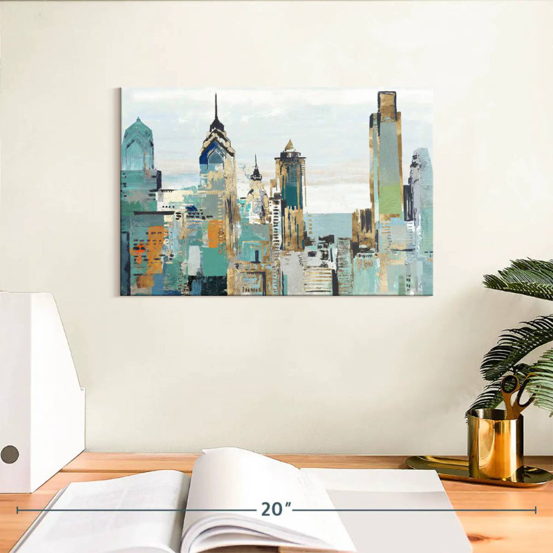 Sireci Teal City I, 8" H x 12" W