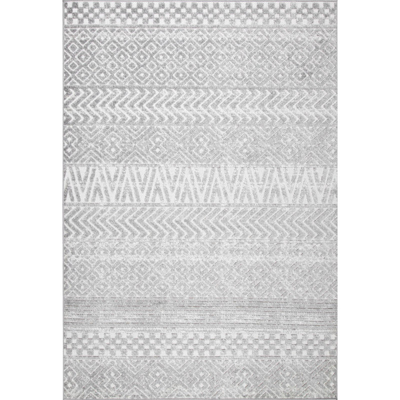 Tapis rayé intérieur / extérieur Patsy, Rectangle 6 pi 7 po x 9 pi