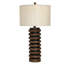 Lampe de table - Finition teck foncé - Abat-jour en tissu rigide crème