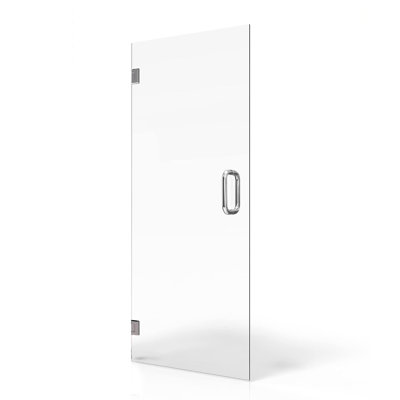 Porte de douche sans cadre en verre et miroir Fab - verre de sécurité trempé de 3/8 po avec revêtement SmartGuard - conception à charnière simple - taille de verre exacte 28 po x 83-9 / 16 po, taille d'ouverture 28-7 / 16 po x 84 po, mat Finition noire