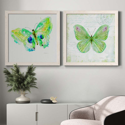 Carnet de croquis Butterfly II - ensemble de 2 peintures sur toile encadrées