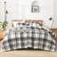 Édredon grand et grand damier Andency (90 x 90 pouces), ensemble de lit en vichy écossais noir et blanc pour enfants, literie en microfibre géométrique légère BCBG, 3 pièces-124609695-133330488