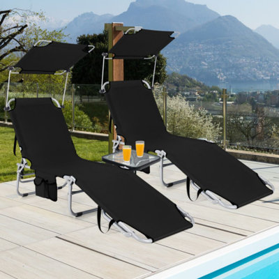 Ensemble de 2 chaises inclinables portatives avec 5 positions réglables