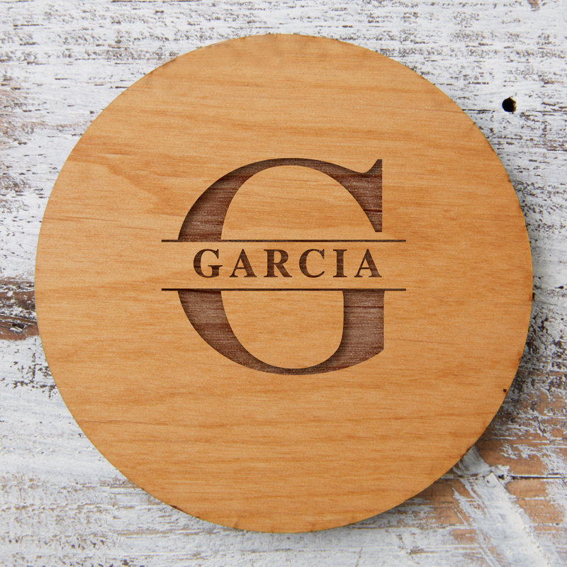 Lavish Last Name Engraved Wood Coaster, Yes