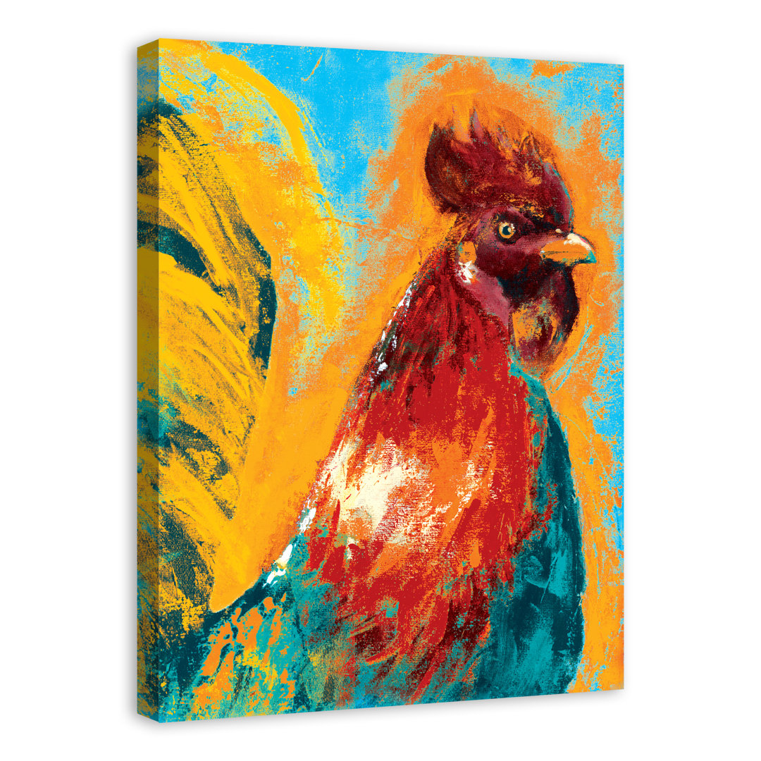 " Wild Rooster " Painting Print August Grove®