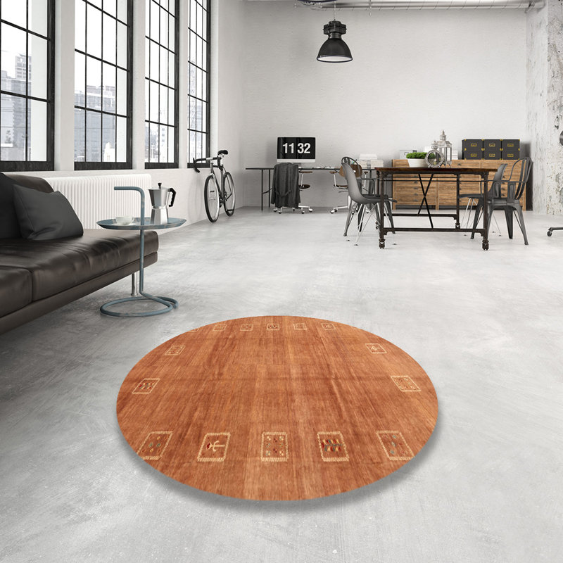 Tapis contemporain orange / jaune, Rond 4 pi