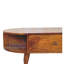 Table basse ovale en bois massif avec 1 tiroir