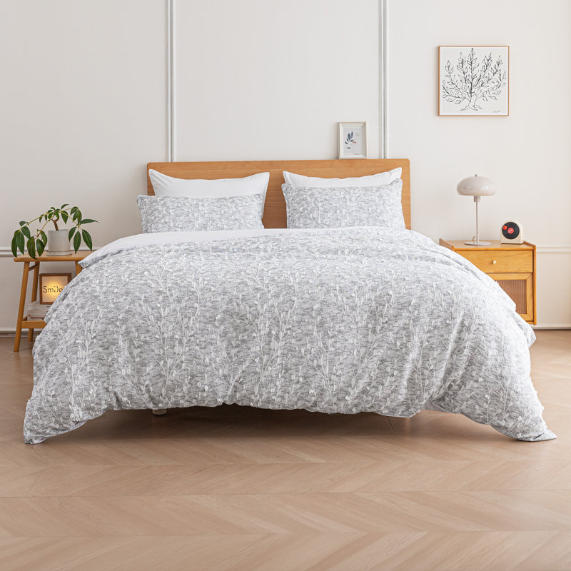 Ensemble de housse de couette Sleep Zone Leaf Craft, Housse de couette très grand + 1 taie d'oreiller , Gray Leaf