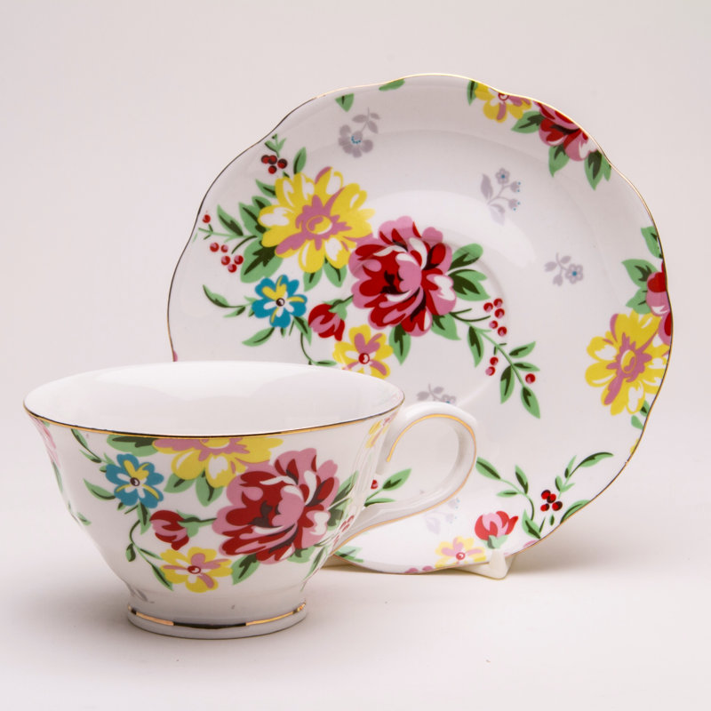 Grace Tea Ware Shabby Rose 11 Piece Porcelain Tea Set, White