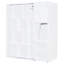 Lit escamotable mural simple en blanc, conception peu encombrante avec armoire supérieure, bureau extensible et tablettes latérales, fabrication durable