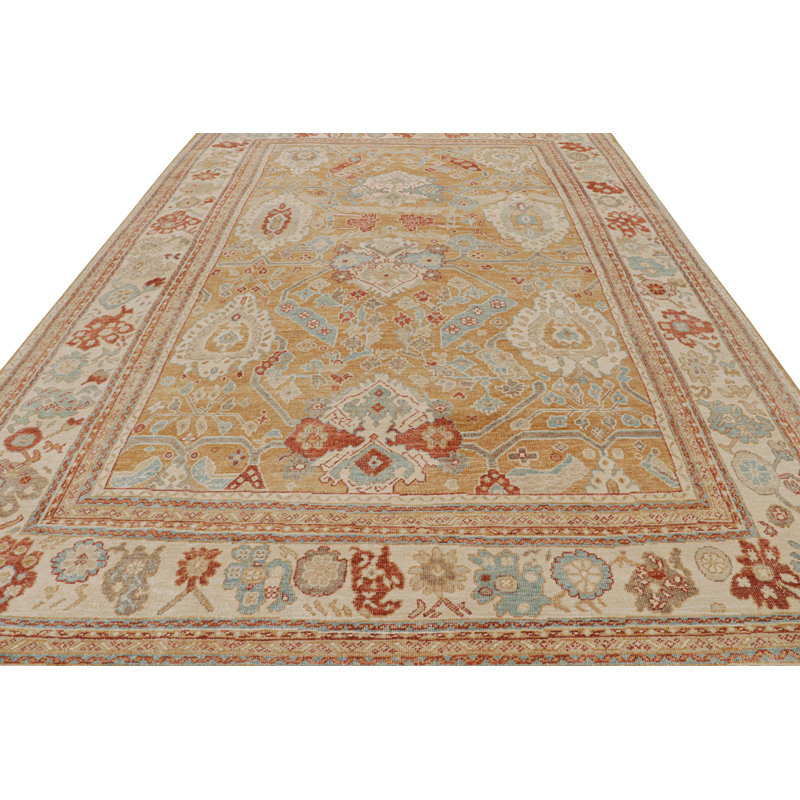 Oushak Hand Knotted Floral Area Rug, Rectangle 5' x 7'
