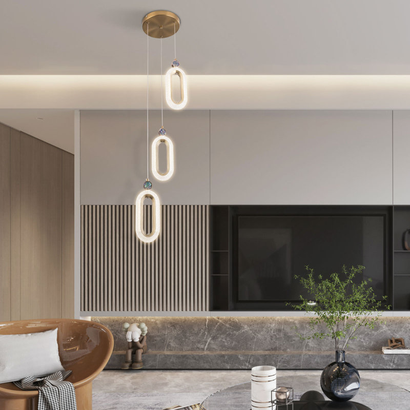 Luminaire suspendu doré à 3 lumières Khatuna