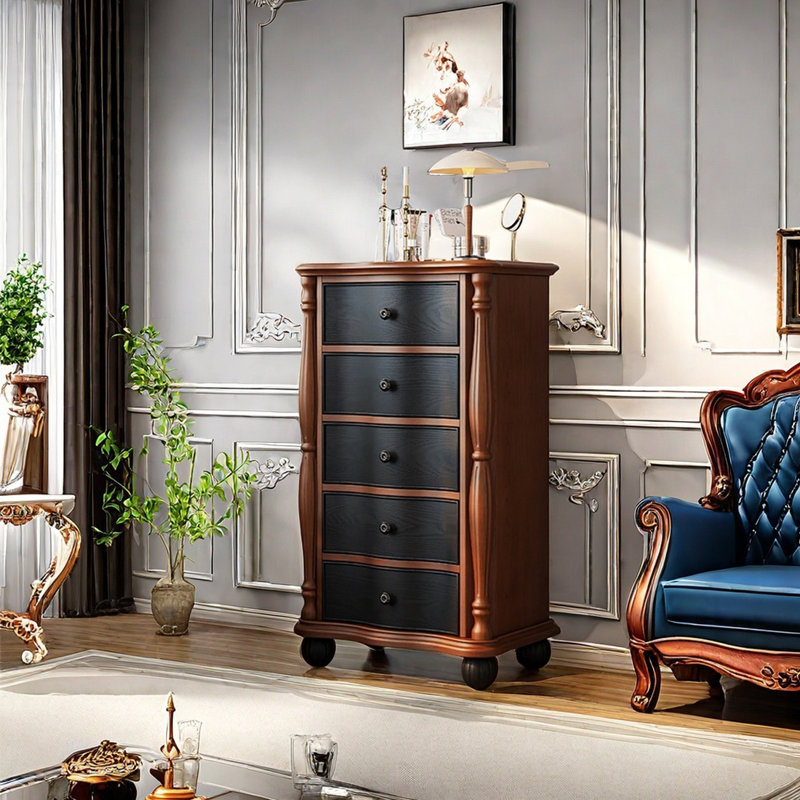 Classic Column Drawer Cabinet, Brown/Black