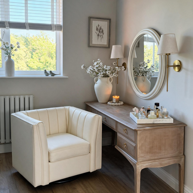 Fauteuil de coiffeuse Allard, Velours blanc