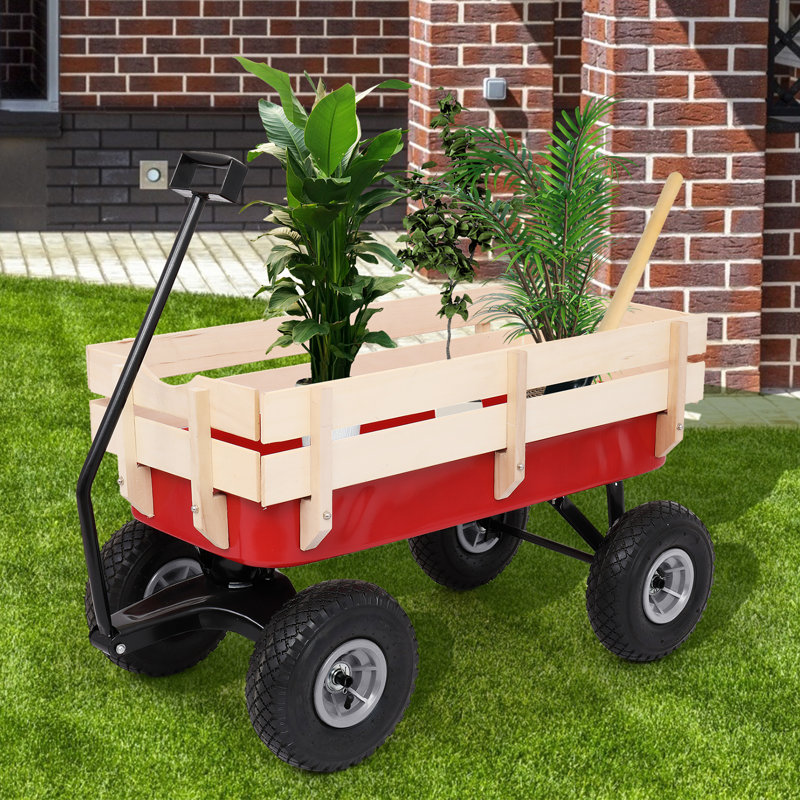 Chariot de jardin en bois à quatre roues