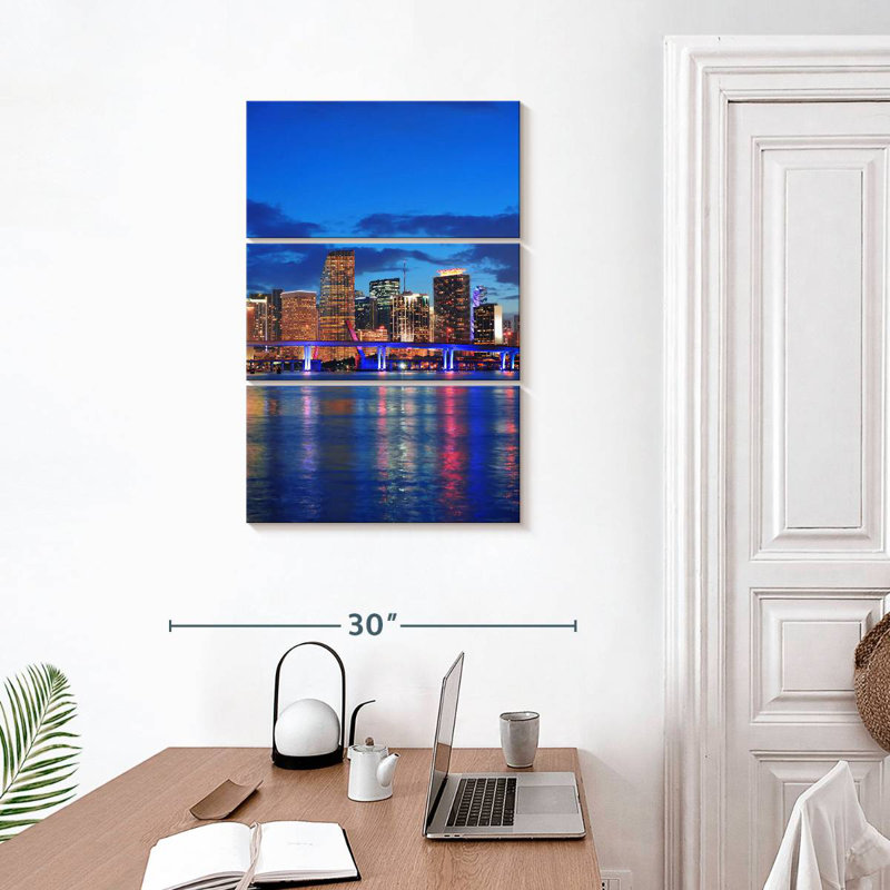 Scène de nuit Masam Miami City, H 32 po x l 20 po