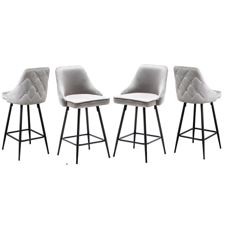 Courtdale Upholstered Counter Stool, Light Gray/Black, Black