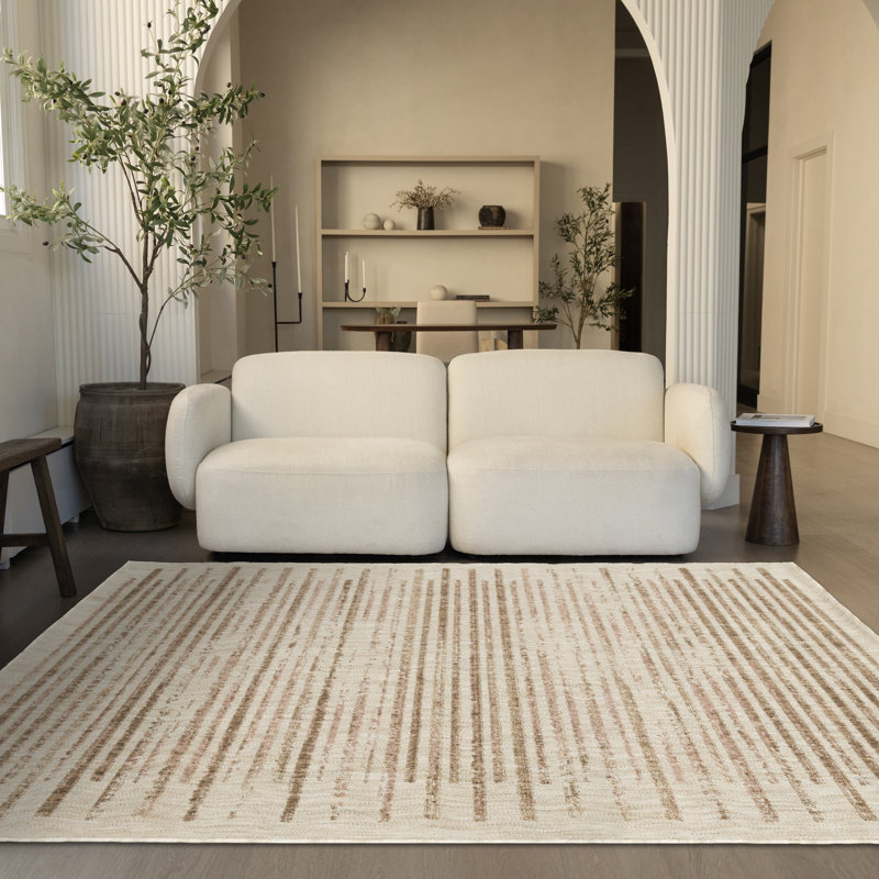 Tapis crème rayé Danese, 7 pi 10 po x 10 pi 6 po