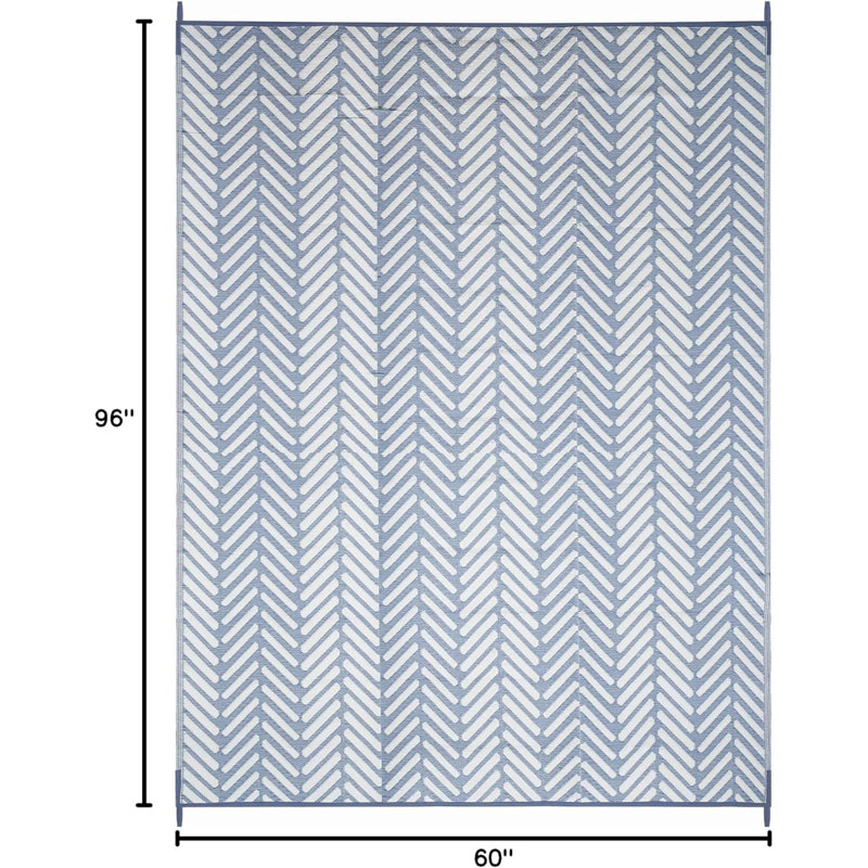 Tapis d'extérieur à chevrons géométriques Herringbone Geo, Rectangle de 5 pi x 8 pi