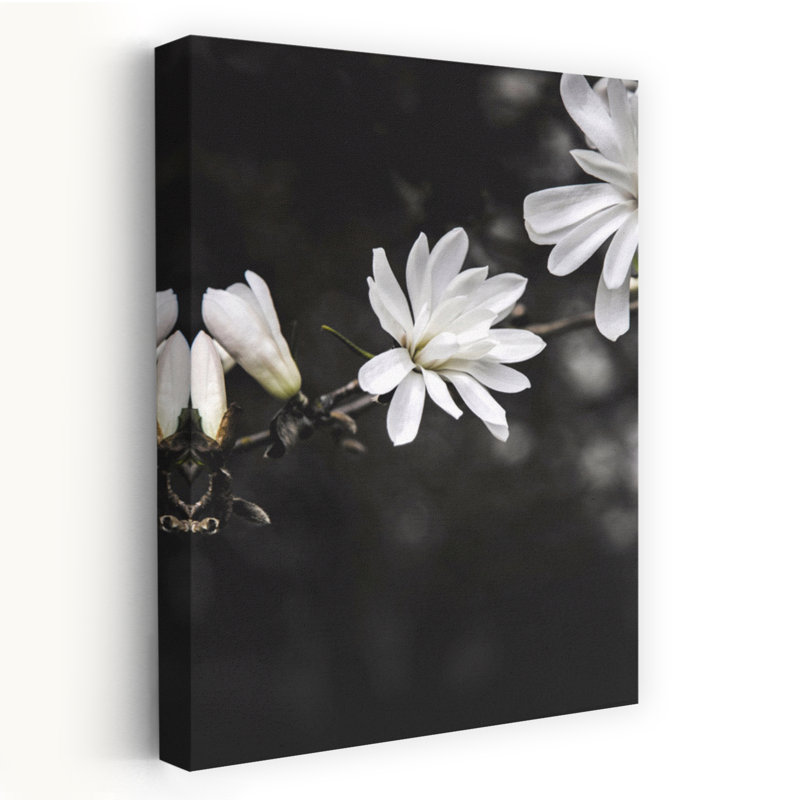 Fleurs blanches, art contemporain abstrait, H 24 po x l 16 po
