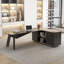 Bureau de direction de 63 pouces et classeur latéral de 47 po, bureau en L avec tablettes et portes de rangement, bureau de mobilier moderne, bureau d'ordinateur pour bureau à domicile