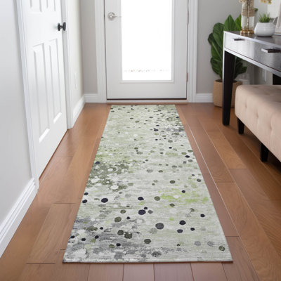 Machine Washable Indoor/Outdoor Xhevrie Aloe Rug