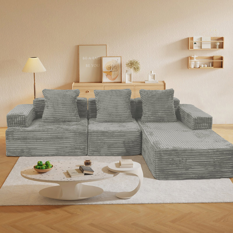 Canapé modulaire convertible, Tissu gris antique