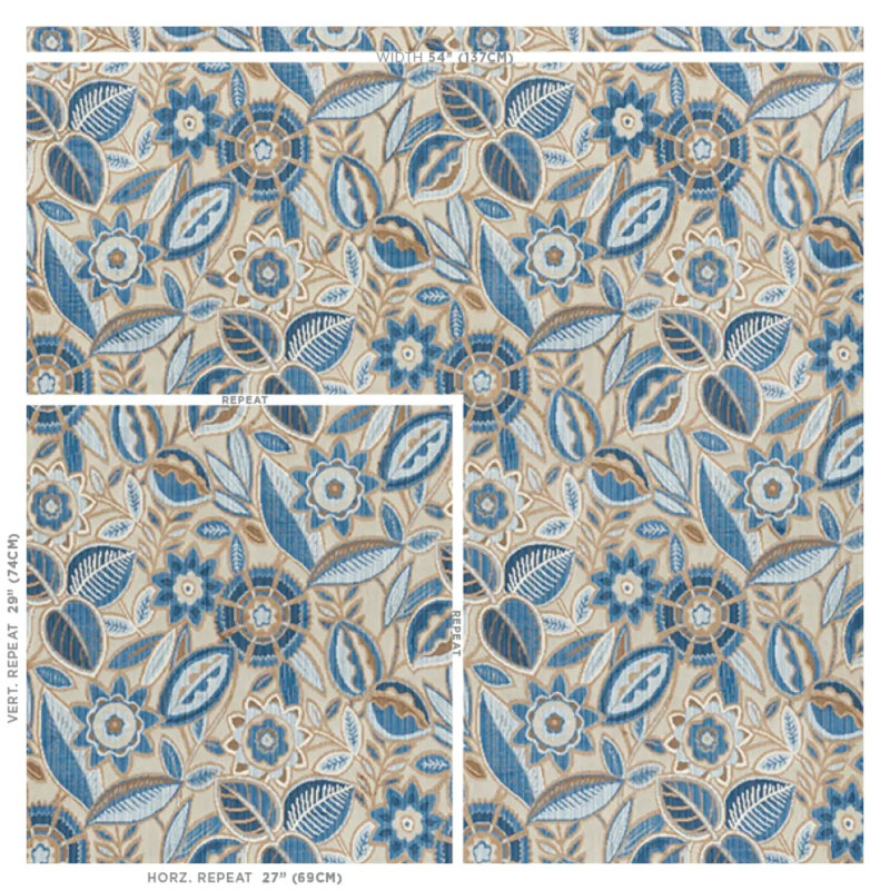 Garland Velvet Fabric, Blue