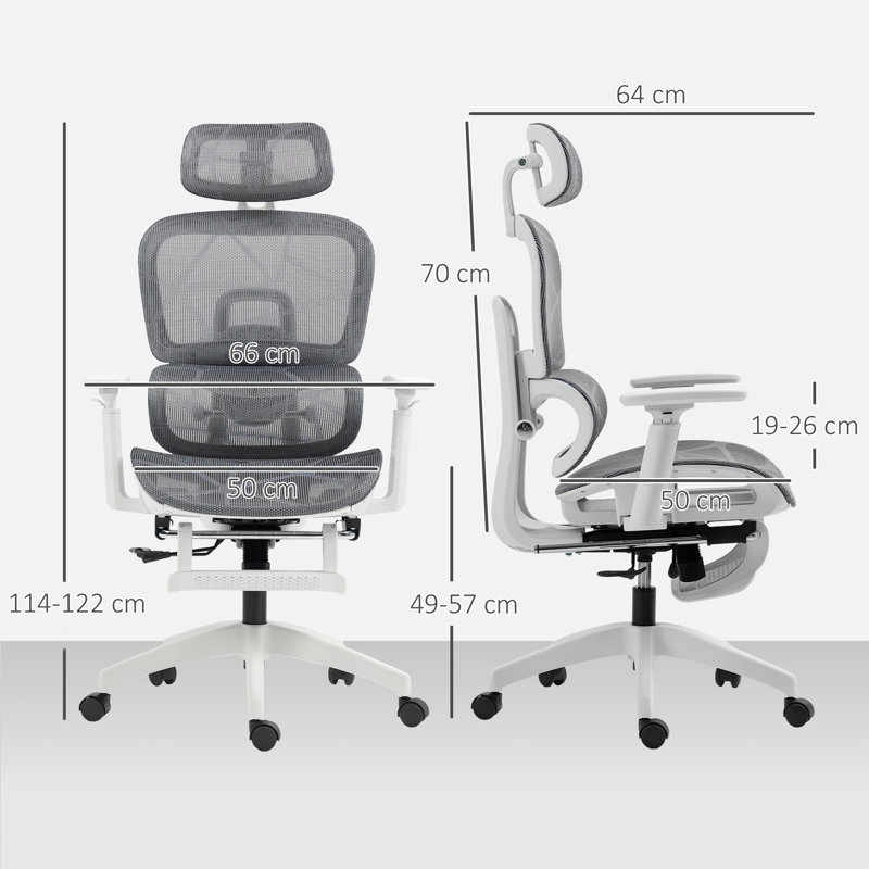Mesh Office Chair with Headrest, White