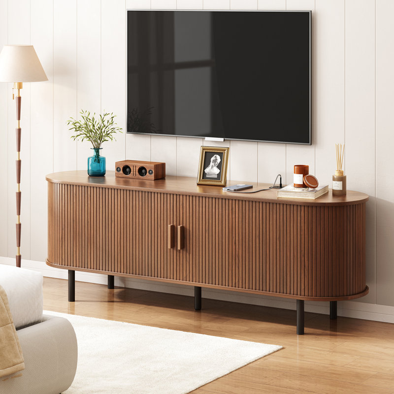 Meuble télé avec rangement et tablettes Jalonda, Noyer, H 21,7 po x l 63 po x P 15,7 po