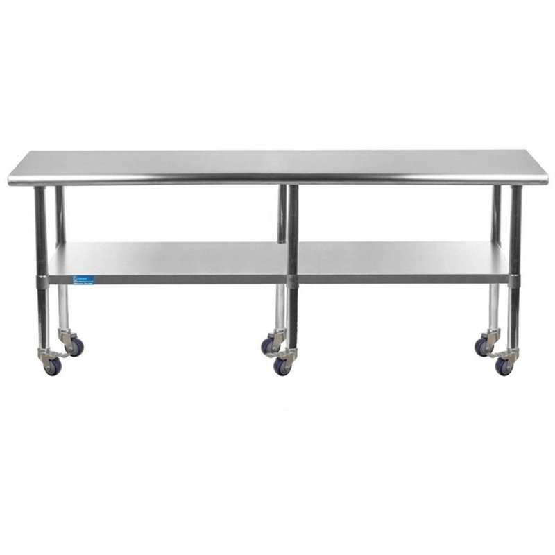 Table de préparation à roulettes 30 x 84 avec plateau en acier inoxydable