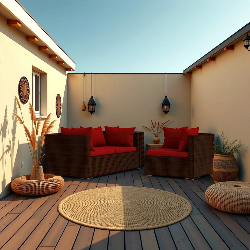 Canapé de patio carré de 55,1 po de largeur avec coussins Vogele, Rouge cannelle, Brun