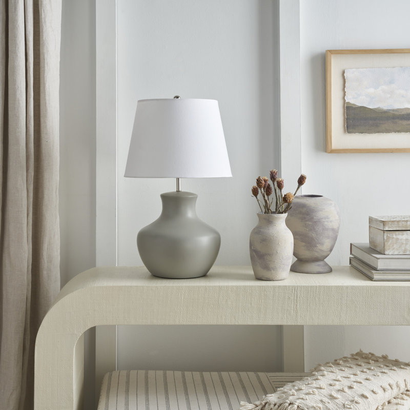 Lampe de table en céramique Kloman, Gris