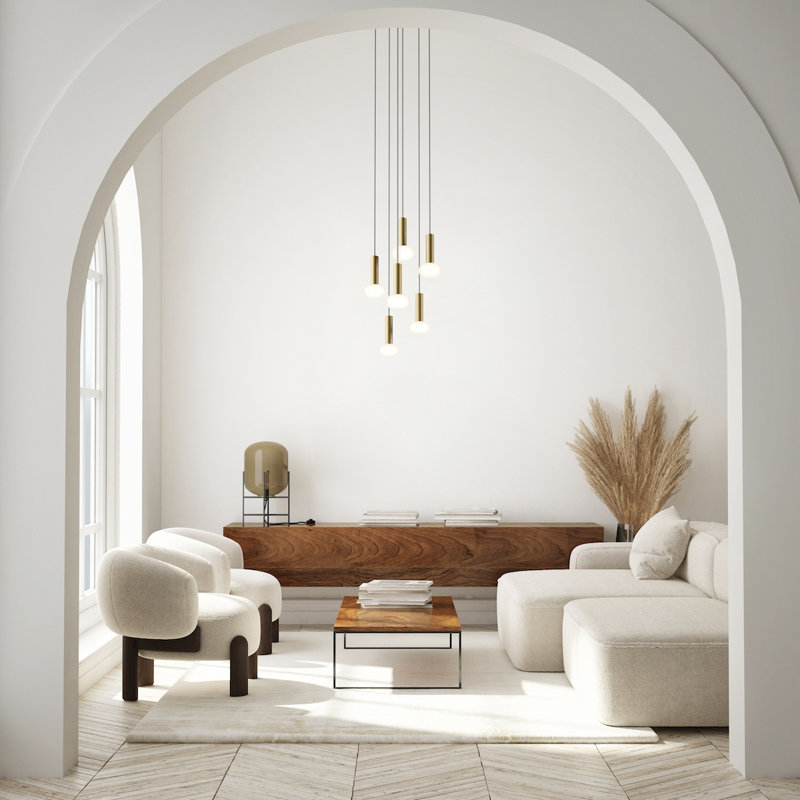 5 - Light LED Pendant, Matte Black