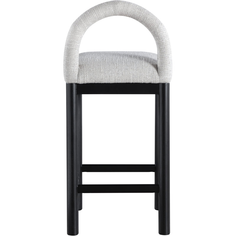 Tabouret de comptoir Conrad, Siège en tissu gris / cadre noir