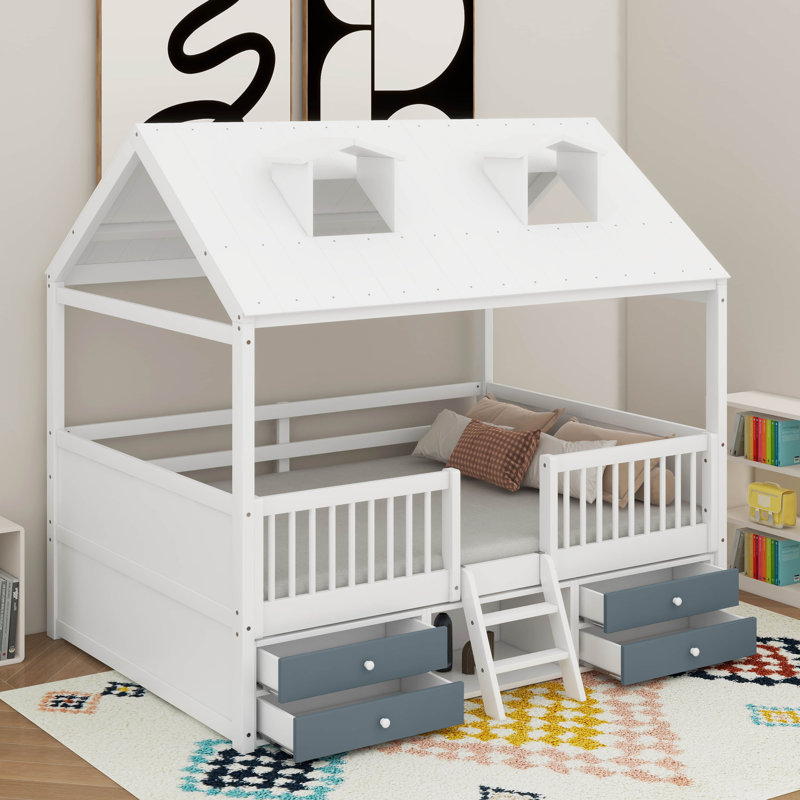 Lit en bois, Lit double, Blanc
