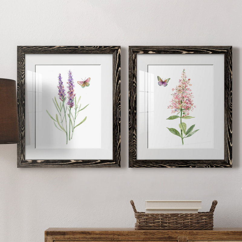 «Wildflower Botanical I», ensemble de 2 reproductions d'art, Papier encadré noir, H 24 po x l 36 po x P 1,5 po