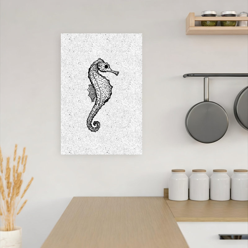 Elegant Seahorse Illustration Contemporary Seahorse Horse Nature Ocean Wall Art Print by Nicholas - Wrapped Canvas Print