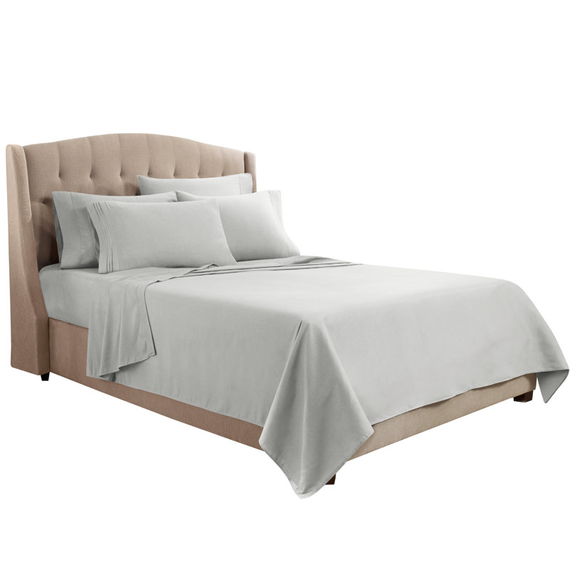 Microfiber Sheet Set, Silver, Queen Sheet Set + 1 Fitted Sheet + 4 Pillowcases