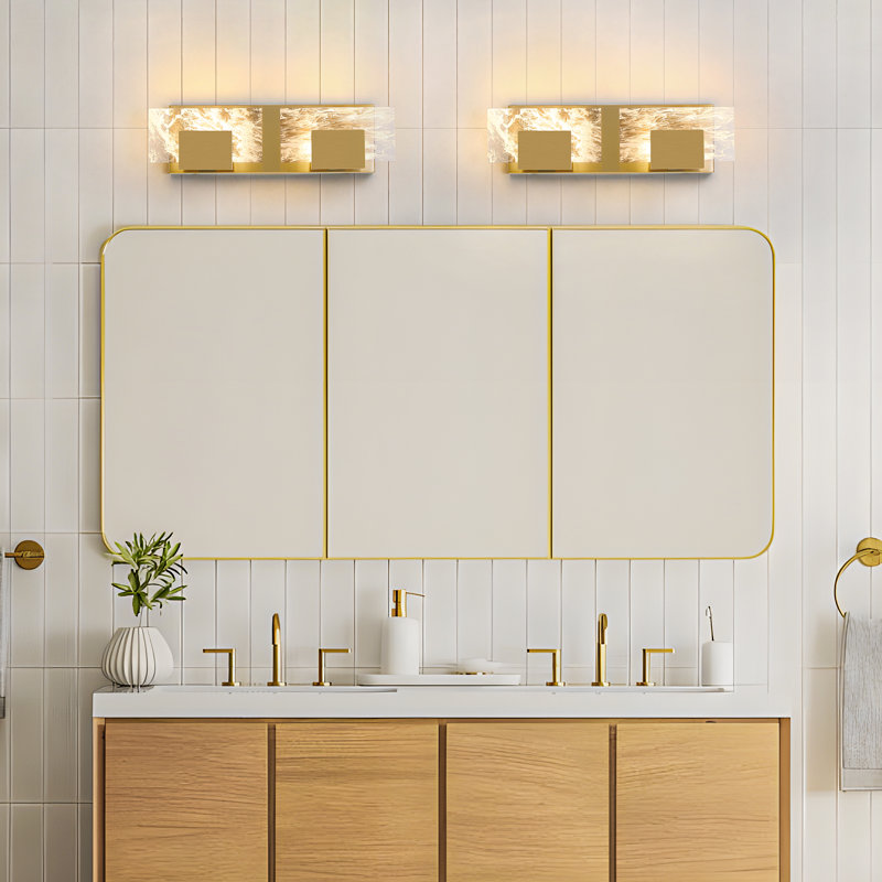 2-Light Modern Bathroom Vanity Light, Gold