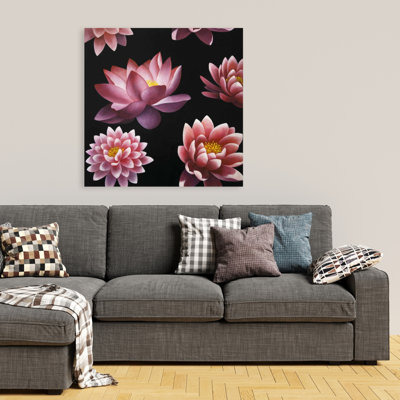 Lotus Flower Pattern Canvas | Asian Bedroom Decor for Home