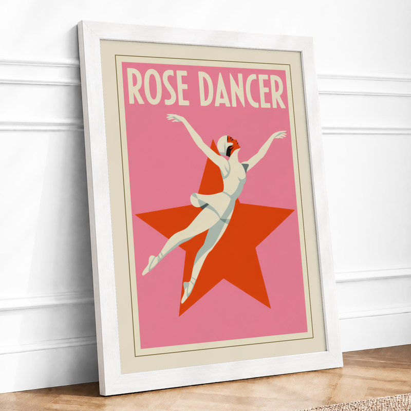 Rose Dancer Art Deco - Framed Print, A2 - 59.4 x 42.0 cm, White